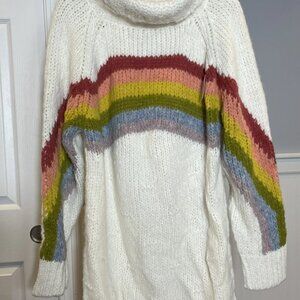 Free People Rainbow Ray Knit Sweater Mini Dress